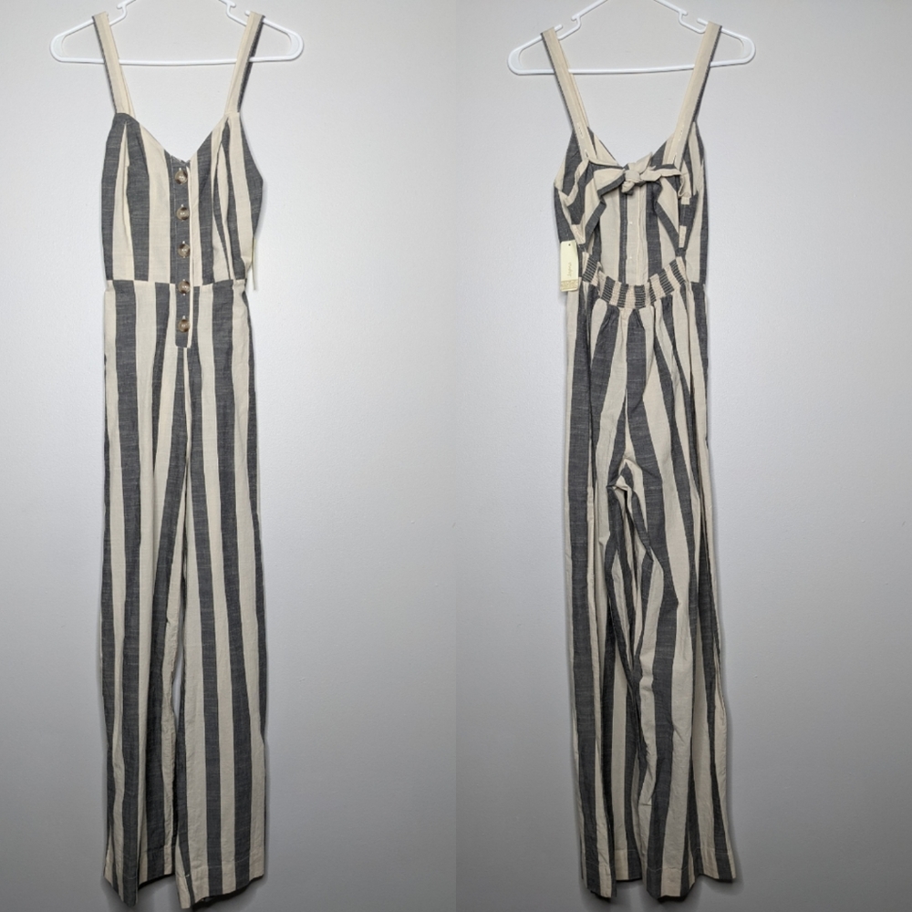 NWT Japna cream black striped jumpsuit XS